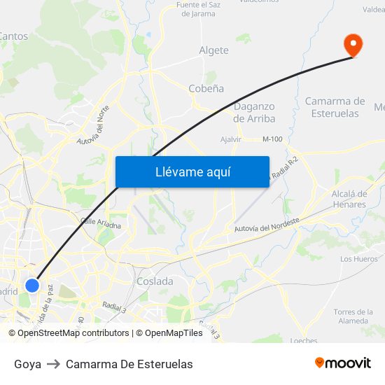 Goya to Camarma De Esteruelas map