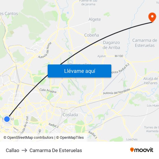 Callao to Camarma De Esteruelas map