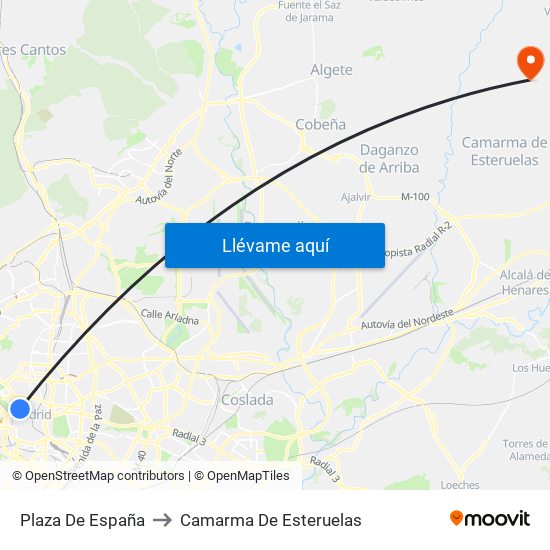 Plaza De España to Camarma De Esteruelas map