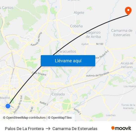 Palos De La Frontera to Camarma De Esteruelas map