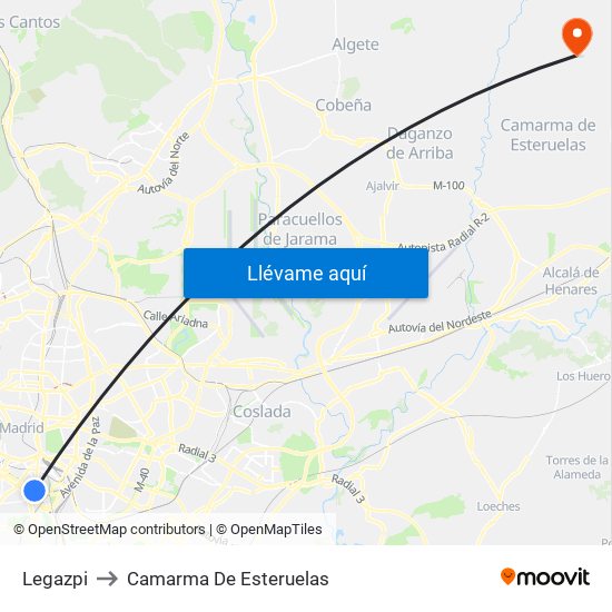 Legazpi to Camarma De Esteruelas map