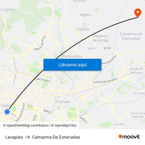 Lavapiés to Camarma De Esteruelas map