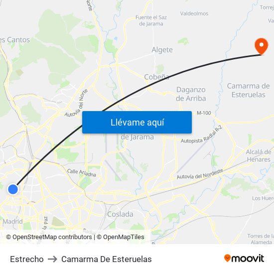 Estrecho to Camarma De Esteruelas map