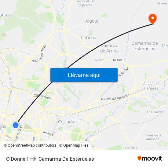 O'Donnell to Camarma De Esteruelas map