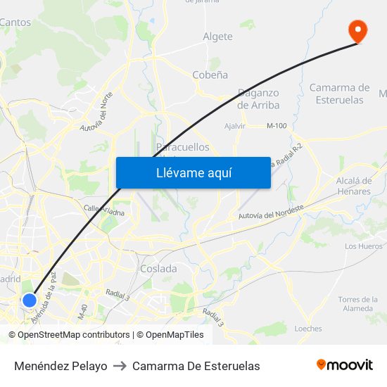 Menéndez Pelayo to Camarma De Esteruelas map