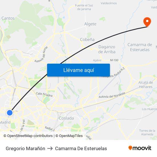 Gregorio Marañón to Camarma De Esteruelas map