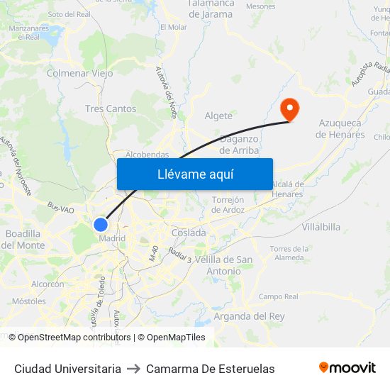Ciudad Universitaria to Camarma De Esteruelas map