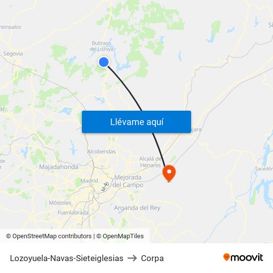 Lozoyuela-Navas-Sieteiglesias to Corpa map