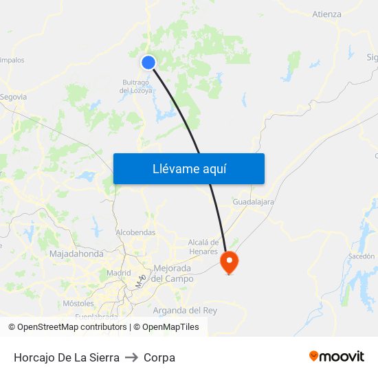 Horcajo De La Sierra to Corpa map