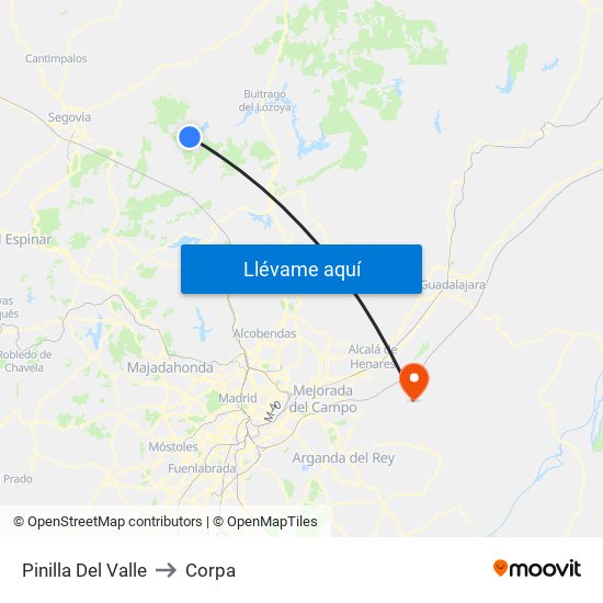 Pinilla Del Valle to Corpa map