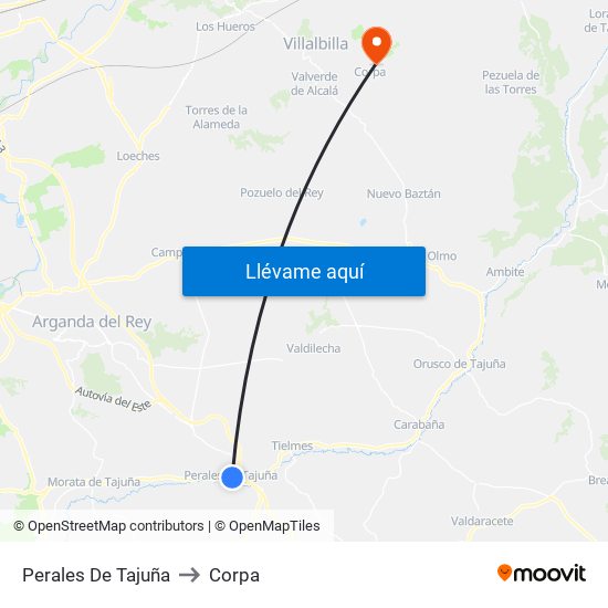 Perales De Tajuña to Corpa map