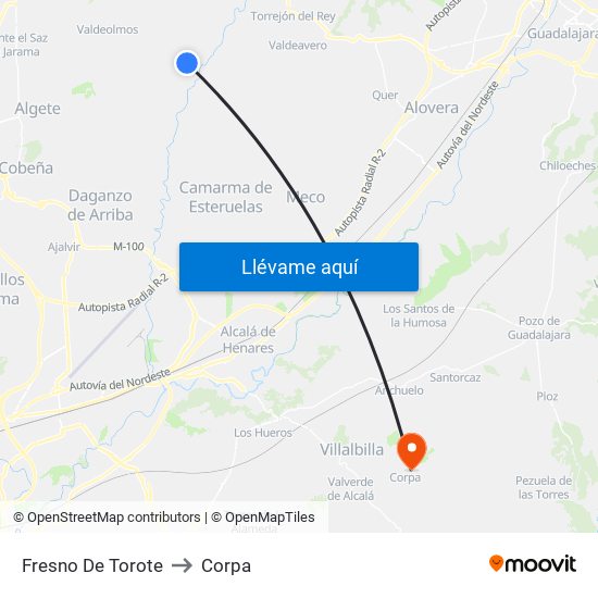 Fresno De Torote to Corpa map