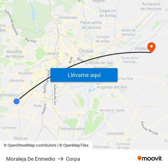 Moraleja De Enmedio to Corpa map