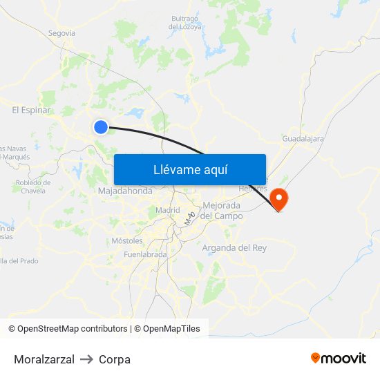 Moralzarzal to Corpa map