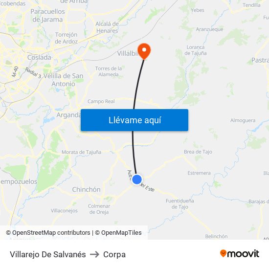 Villarejo De Salvanés to Corpa map