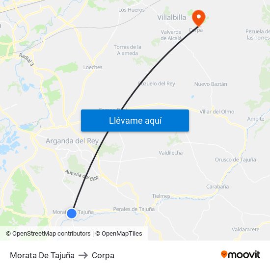 Morata De Tajuña to Corpa map