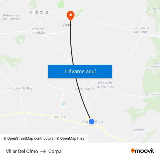 Villar Del Olmo to Corpa map