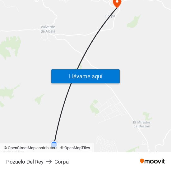 Pozuelo Del Rey to Corpa map