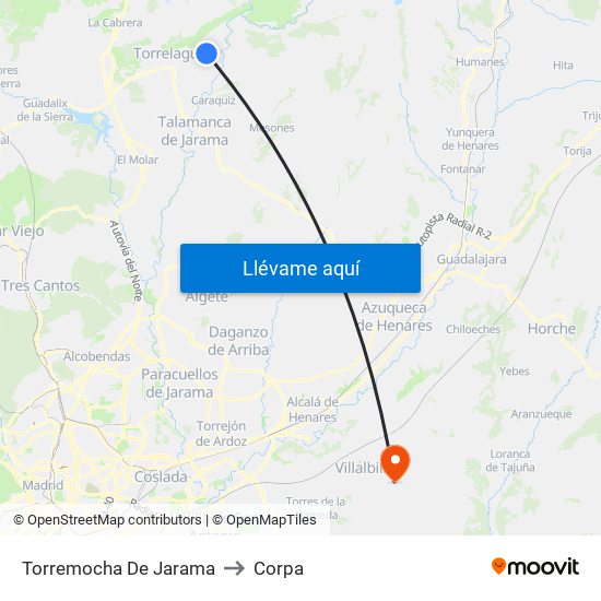 Torremocha De Jarama to Corpa map