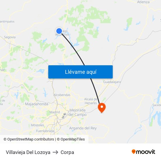 Villavieja Del Lozoya to Corpa map