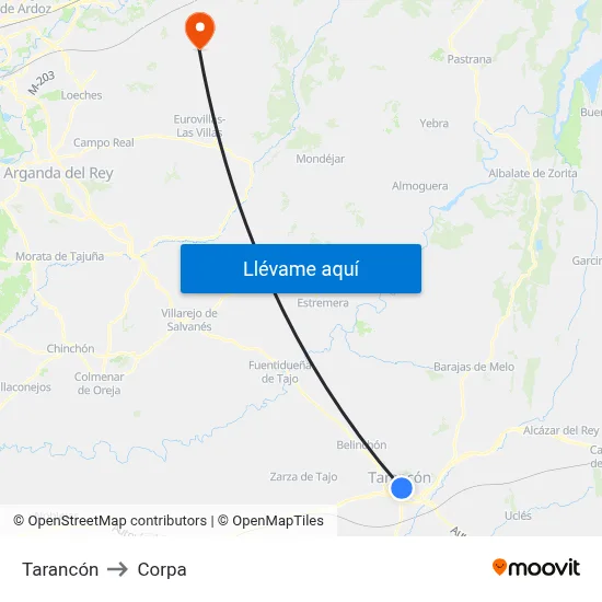 Tarancón to Corpa map