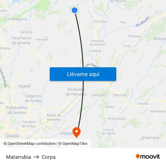 Matarrubia to Corpa map