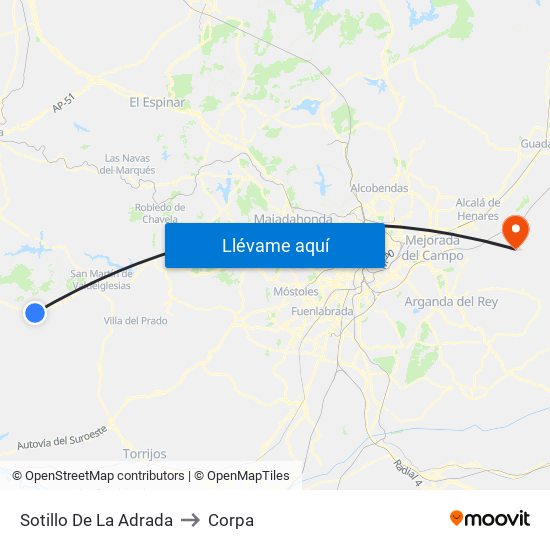 Sotillo De La Adrada to Corpa map