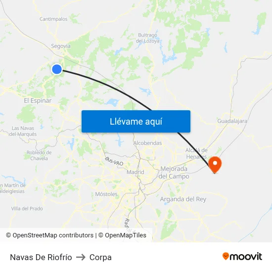 Navas De Riofrío to Corpa map