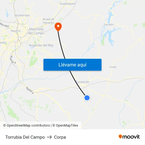 Torrubia Del Campo to Corpa map
