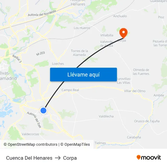 Cuenca Del Henares to Corpa map