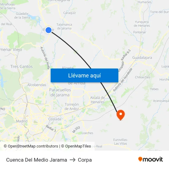 Cuenca Del Medio Jarama to Corpa map