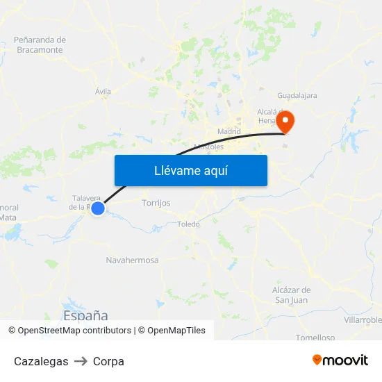 Cazalegas to Corpa map