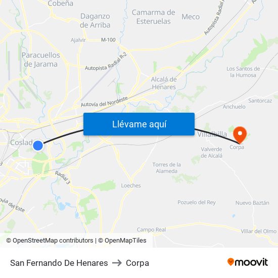 San Fernando De Henares to Corpa map