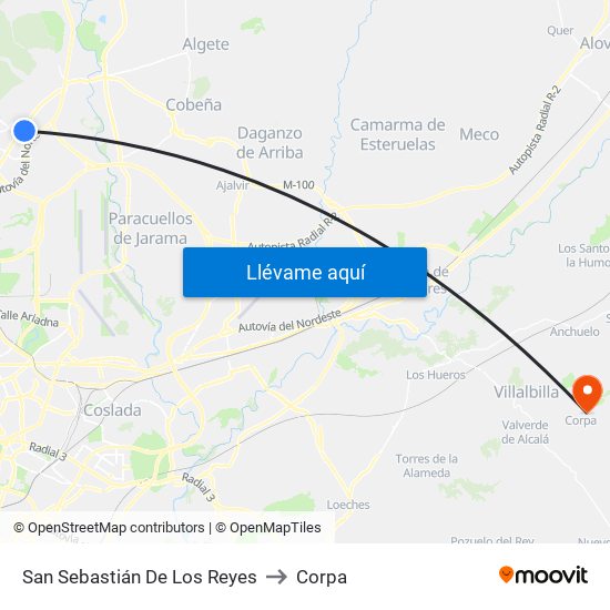 San Sebastián De Los Reyes to Corpa map