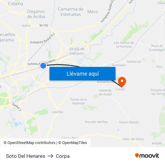 Soto Del Henares to Corpa map