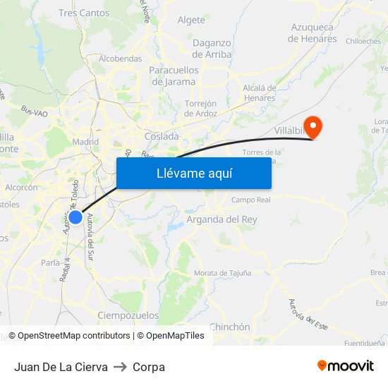 Juan De La Cierva to Corpa map