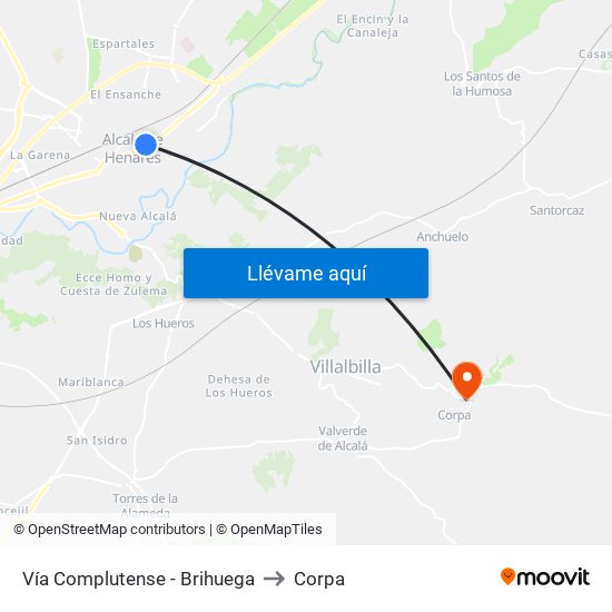Vía Complutense - Brihuega to Corpa map