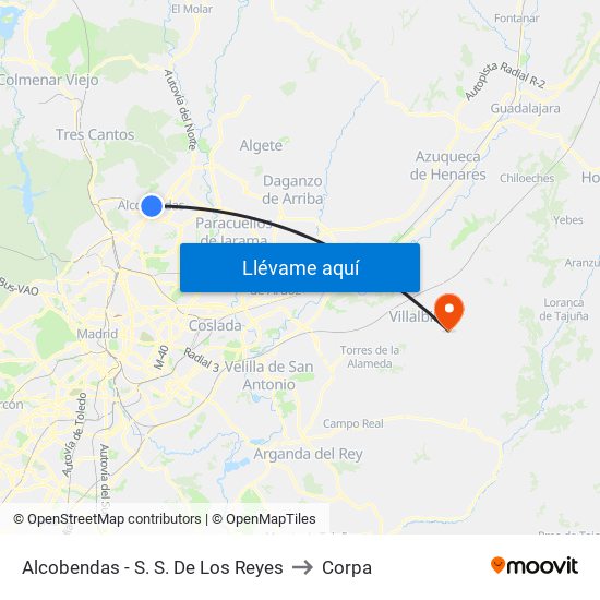 Alcobendas - S. S. De Los Reyes to Corpa map