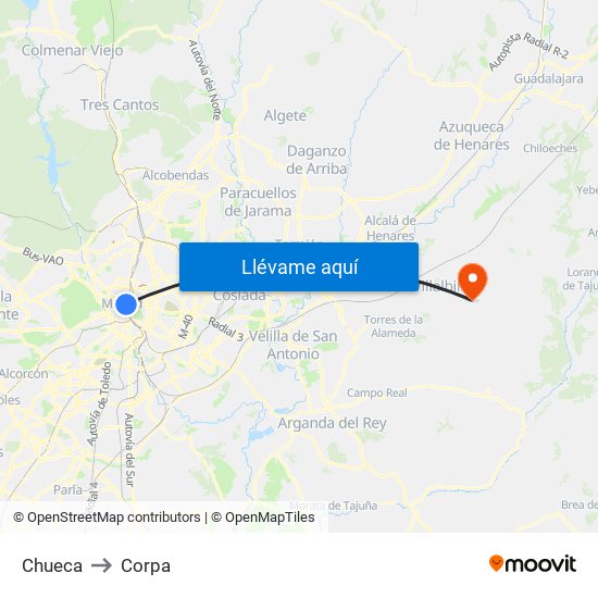 Chueca to Corpa map