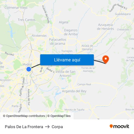 Palos De La Frontera to Corpa map