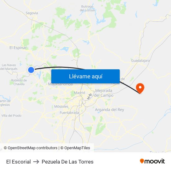 El Escorial to Pezuela De Las Torres map