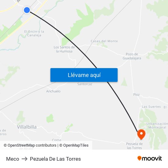 Meco to Pezuela De Las Torres map
