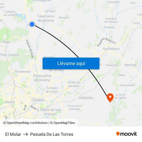 El Molar to Pezuela De Las Torres map