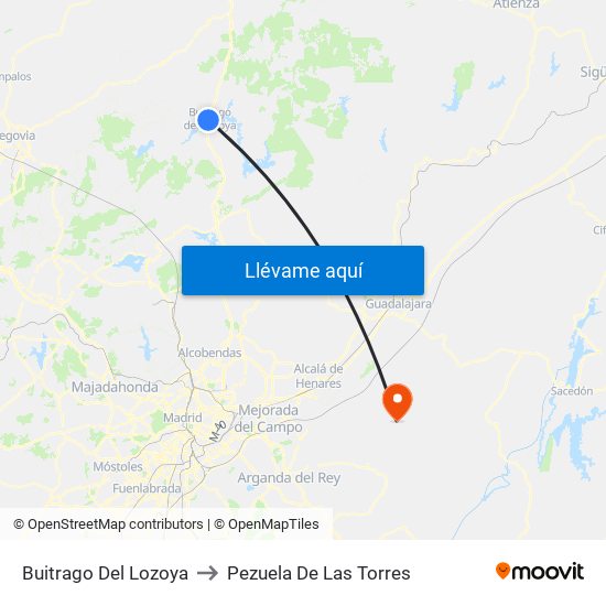 Buitrago Del Lozoya to Pezuela De Las Torres map