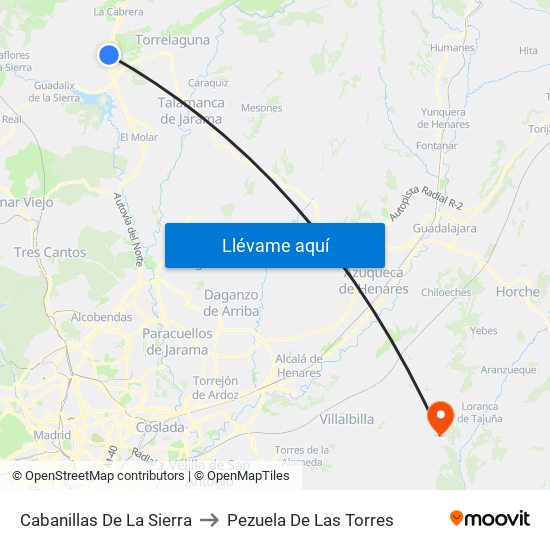 Cabanillas De La Sierra to Pezuela De Las Torres map