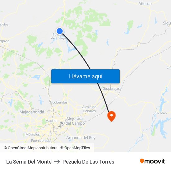 La Serna Del Monte to Pezuela De Las Torres map