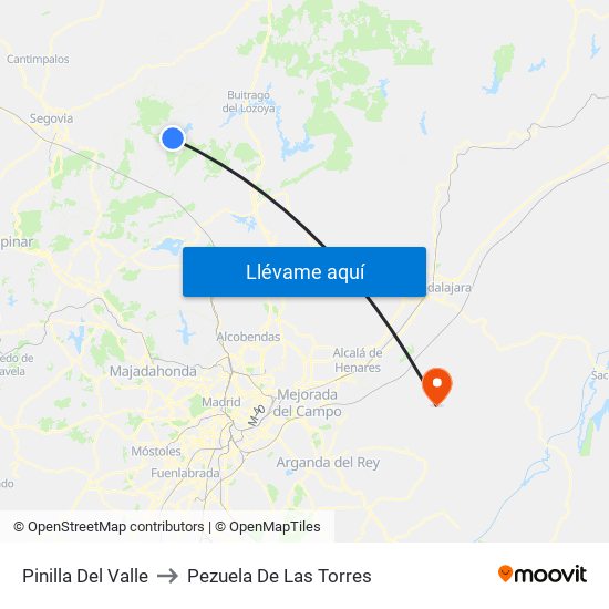 Pinilla Del Valle to Pezuela De Las Torres map