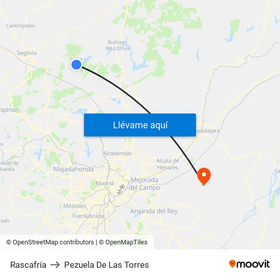 Rascafría to Pezuela De Las Torres map