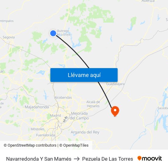 Navarredonda Y San Mamés to Pezuela De Las Torres map