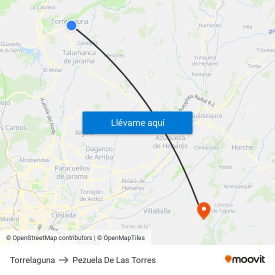 Torrelaguna to Pezuela De Las Torres map